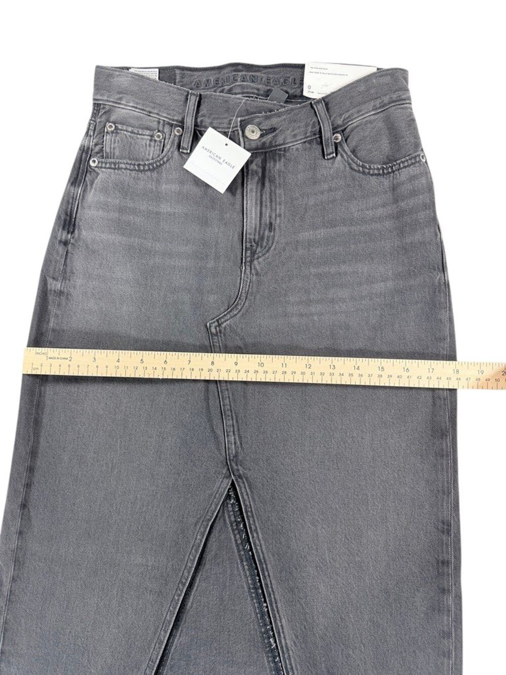 Women's American Eagle Black Maxi Denim Skirt Size 0 25W NWT - Picture 9 of 12